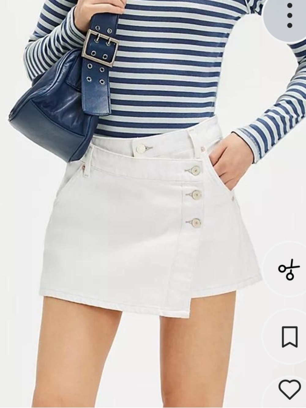 Free People White Wrap-Style Denim Mini Skirt
